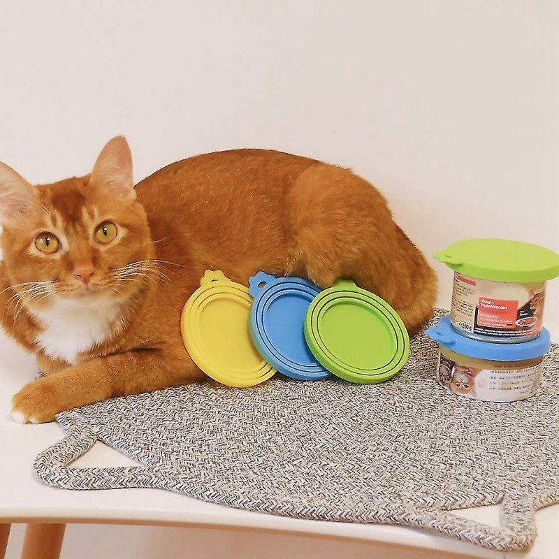 4 Packs de boîtes de nourriture pour animaux de compagnie couvercles de boîtes en silicone universelles - One Size [...]