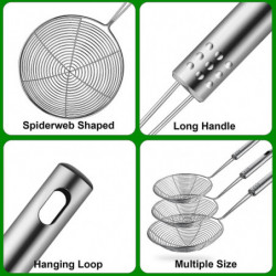 Set Of 3 Asian Strainer Ladle Stainless Steel Wire Skimmer Spoon With Handle For Kitchen Frying Food, Pasta, [...]