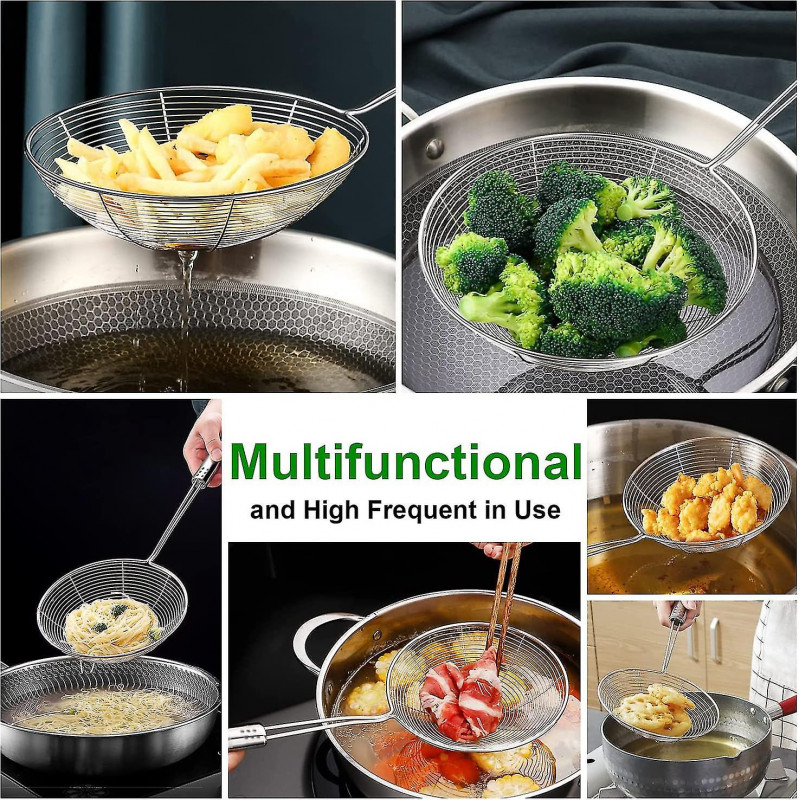 Set Of 3 Asian Strainer Ladle Stainless Steel Wire Skimmer Spoon With Handle For Kitchen Frying Food, Pasta, [...]