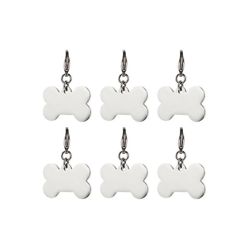 6pcs Acier inoxydable Pet Dog Tags Métal Pet Dog Tags Pendentifs Pet Supplies