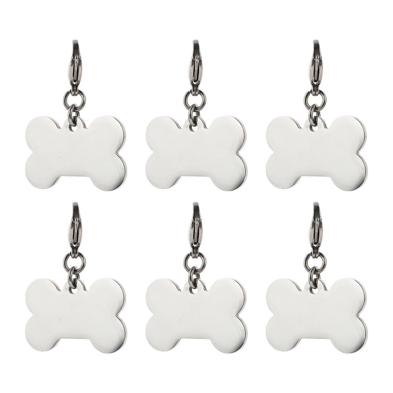 6pcs Acier inoxydable Pet Dog Tags Métal Pet Dog Tags Pendentifs Pet Supplies