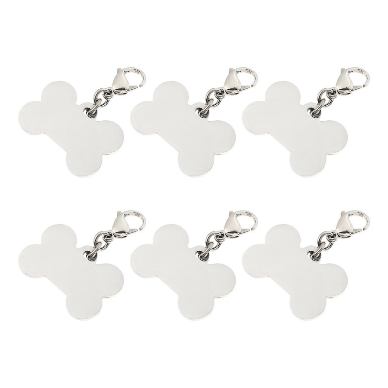 6pcs Acier inoxydable Pet Dog Tags Métal Pet Dog Tags Pendentifs Pet Supplies