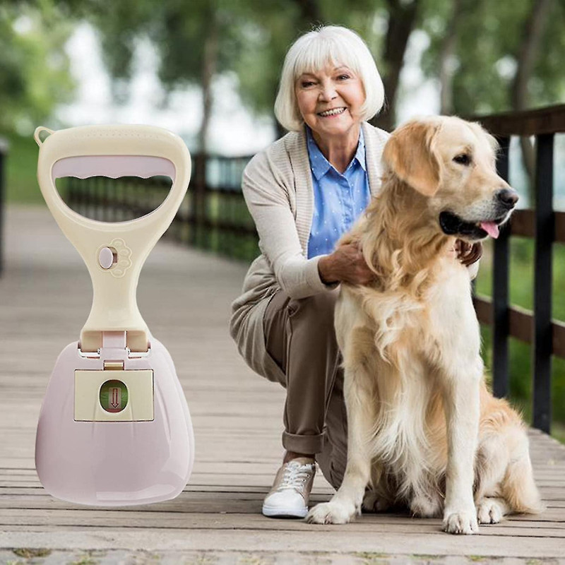 Portable Dog Poop Scooper With Bag Dispenser, Easy Scoop, Walk Outside For Small Medium Dog Purple