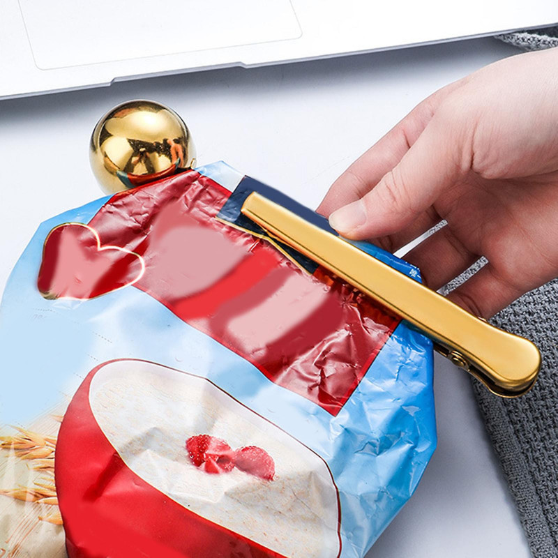 Coffee Spoon With Long Handle Multifunction Sealing Bag Clip For Tea Coffee