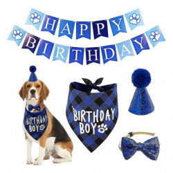 Dog Birthday Plaid Bandana Hat Scarf Set, For Dog Cats Pets Dog Birthday Plaid Bandana Hat Scarf Set, For Dog Cats Pets