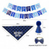 Dog Birthday Plaid Bandana Hat Scarf Set, For Dog Cats Pets