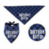 Dog Birthday Plaid Bandana Hat Scarf Set, For Dog Cats Pets