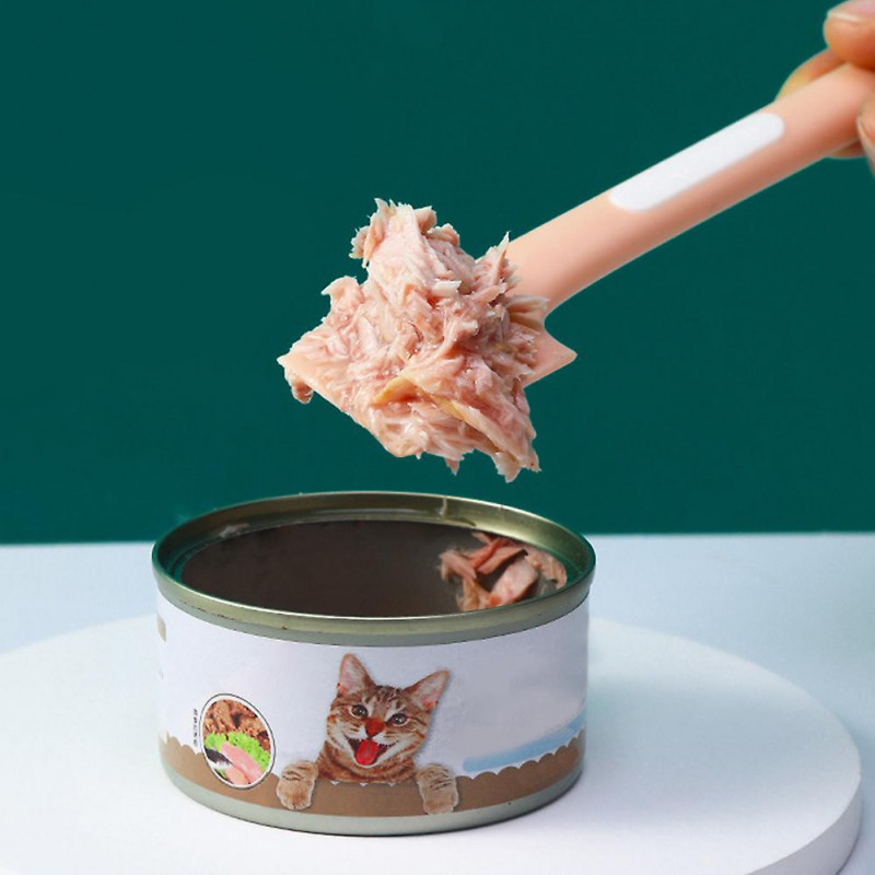 2pcs Pet Food Can Spoon With 2pcs Lid Multifunctional Mixing Dogs Cats Silicone