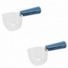 2 sets 2pcs Pet Food Scoop Transparent Clear Scale Food Grade Dog Food Shovel With Clip Handle For Puppy Cat Blue