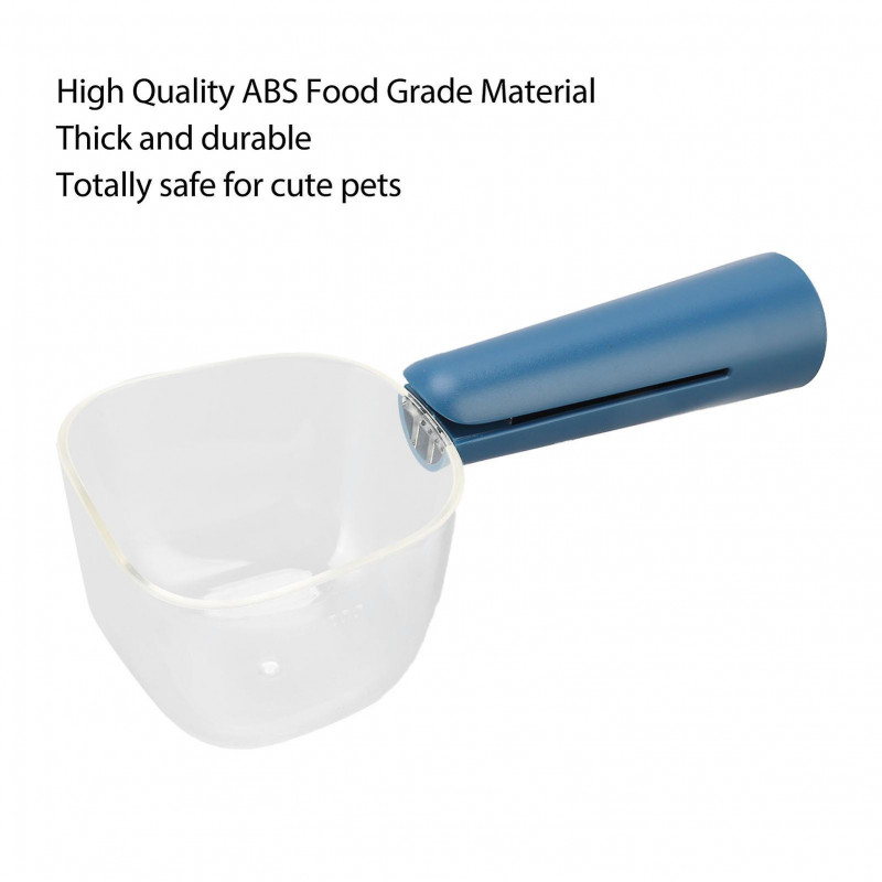 2 sets 2pcs Pet Food Scoop Transparent Clear Scale Food Grade Dog Food Shovel With Clip Handle For Puppy Cat Blue