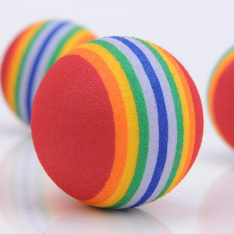 5pcs Colorful Pet Cat Kitten Soft Foam Rainbow Play Balls Activity Toys Dog Supplies