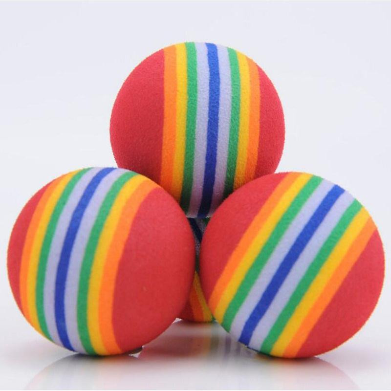 5pcs Colorful Pet Cat Kitten Soft Foam Rainbow Play Balls Activity Toys Dog Supplies