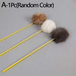 Random Color Tease Cat Stick Faux Rabbit Fur Pompom Plush Pet Interactive Stick Cat Playing Training Toys Pet [...]
