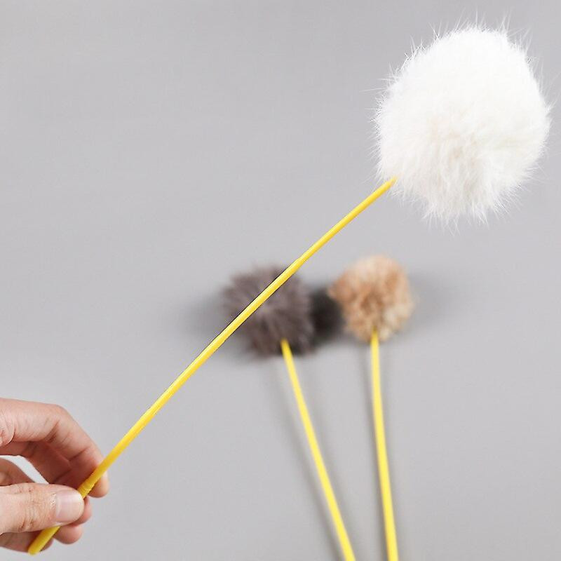 Random Color Tease Cat Stick Faux Rabbit Fur Pompom Plush Pet Interactive Stick Cat Playing Training Toys Pet [...]