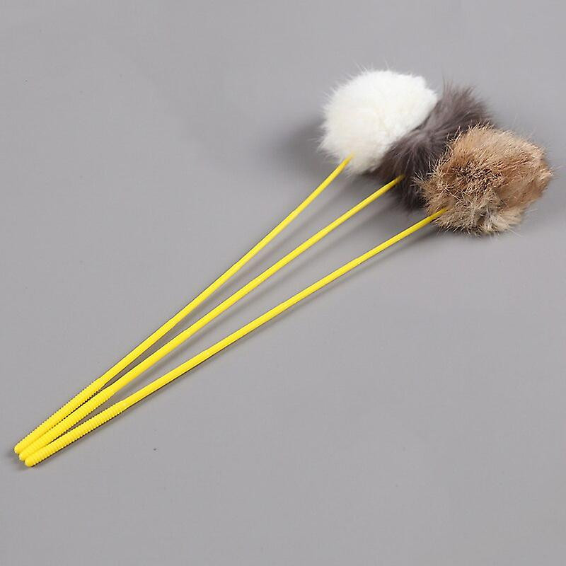 Random Color Tease Cat Stick Faux Rabbit Fur Pompom Plush Pet Interactive Stick Cat Playing Training Toys Pet [...]