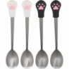 4 pcs Stainless steel spoon for pet cat,silicone handles utensils canned pet milk powder spoonorange+white