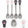 4 pcs Stainless steel spoon for pet cat,silicone handles utensils canned pet milk powder spoonorange+white