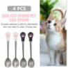 4 pcs Stainless steel spoon for pet cat,silicone handles utensils canned pet milk powder spoonorange+white
