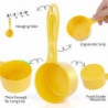 Sturdy Melamine Food Scoop for Dogs Cats Birds, Measuring Cup, Long Comfortable Handle 100g Yellow