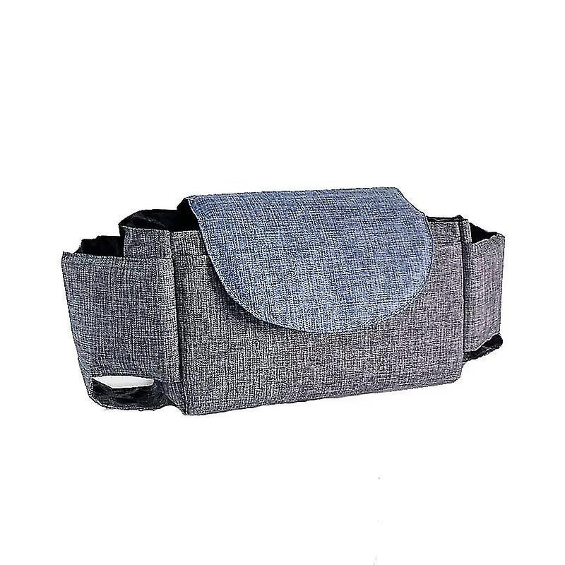 Multifunctional Stroller Hanging Bag Storage Bag Milk Bottle Water Cup Storage Bag, 1 Piece, Gray + Blue