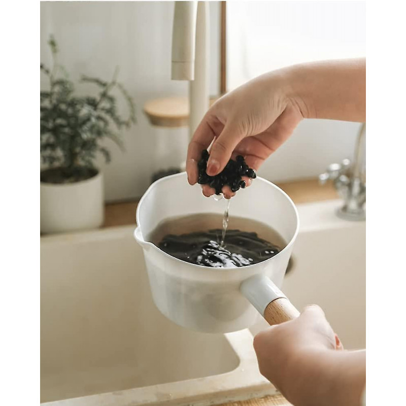 Plastic Water Scoop,Wooden Handle,Kitchen Bathroom Scoop Household Accessories for Kitchen Bathroom Garden