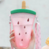 Cute Popsicle Water Cup Fruit Water Cup Portable Plastic Water Cup With Lanyard