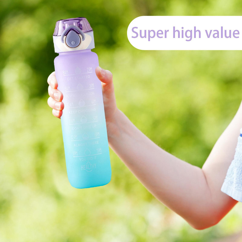 Sport Water Cup Portable Gift Time Scale Frosted Plastic Durable Creative Large Capacity Space Cup