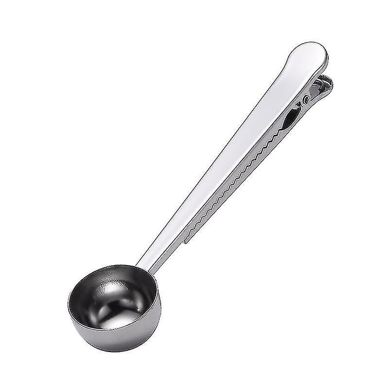 Stainless Steel Coffee Measuring Spoon With Clip Multifunctional Food Sealing Clip (silver) (1pcs)