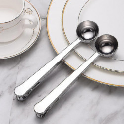 Stainless Steel Coffee Measuring Spoon With Clip Multifunctional Food Sealing Clip (silver) (1pcs) Stainless Steel Coffee Measuring Spoon With Clip Multifunctional Food Sealing Clip (silver) (1pcs)