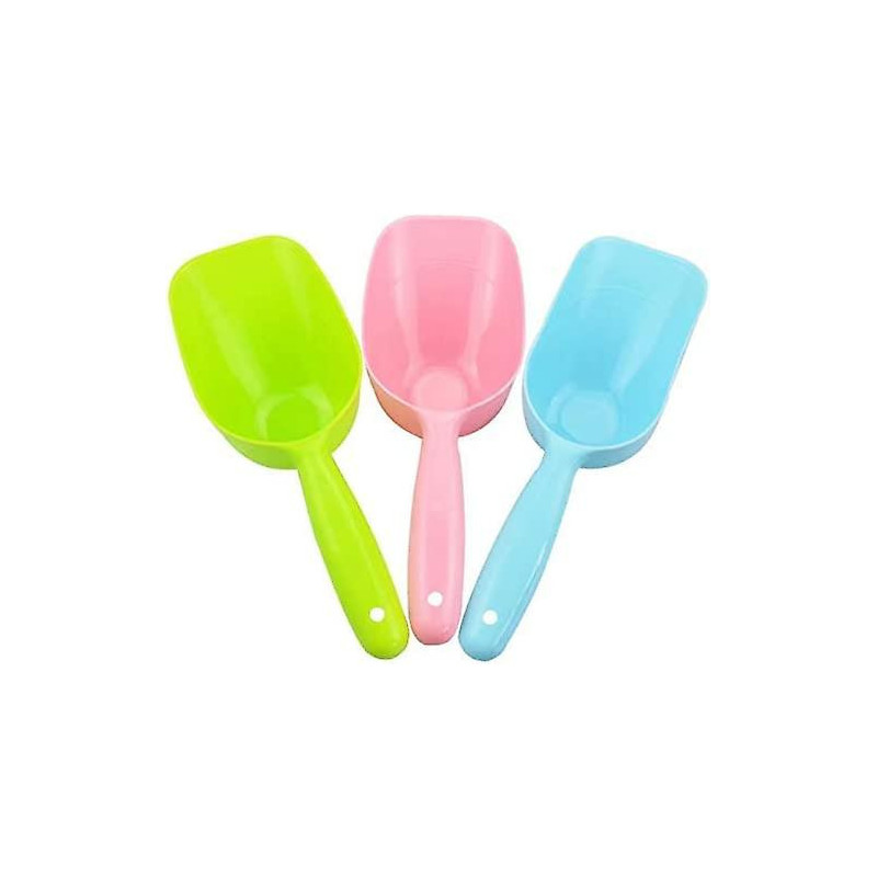 3 Pieces Plastic Handle Pet Dog Cat Food Feeder Shovel Scoop Cat Litter Scoops, 3 Colors