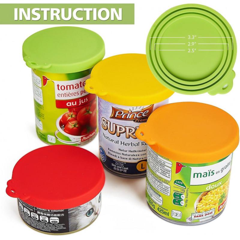 Couvercles de boîtes de conserve en silicone pour animaux de compagnie - Pack 4 pour boîtes de nourriture pour [...]