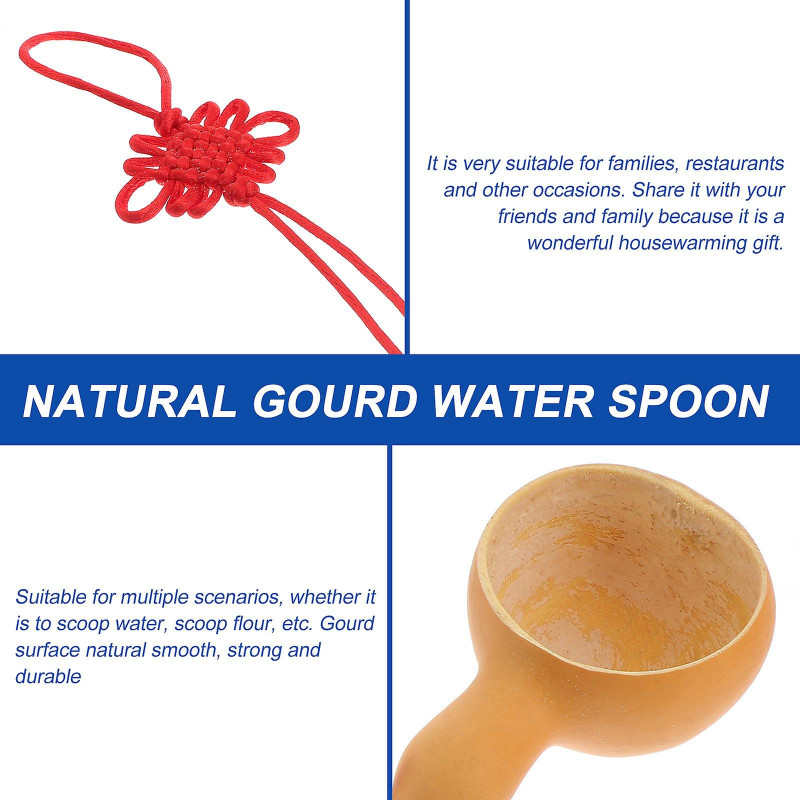 1pc Water Scoops Natural Gourd Kitchen Ladles Household Water Spoons (Yellow)