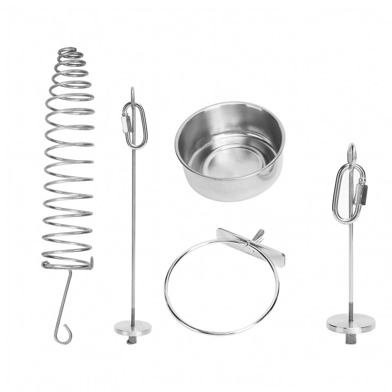 Parrot Food Cup Stainless Steel 4 Pieces Bird Food Fruit Holder Foraging Toy