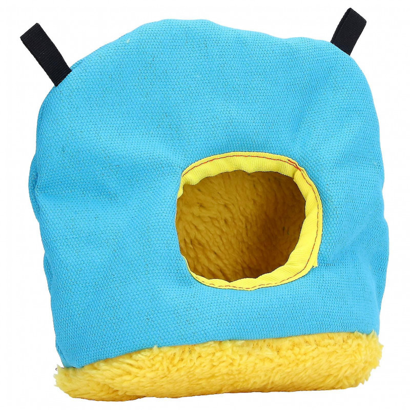 Round Plush Birdhouse for Parrots Easy Clean Space Saving Safety Blue