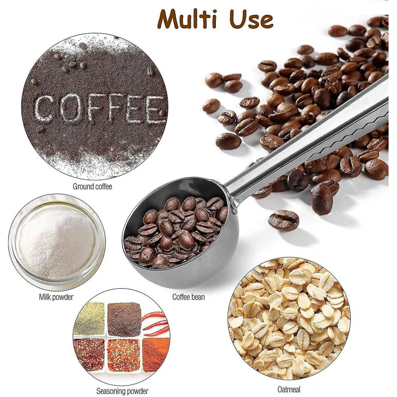 Durable Stainless Steel Coffee Scoop Measuring Spoon With Bag Sealing Clip For Coffee, Milk Powder, Tea, Oatmeal [...]