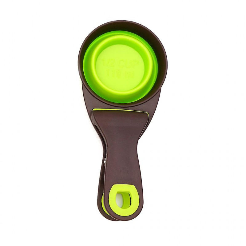 Collapsible Pet Scoop Silicone Measuring Cup Sealing Clip for Food & Water