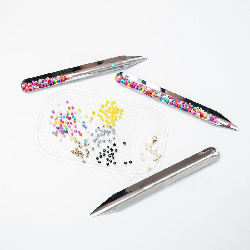 2 Piece Set Beading Tool And Non-slip Pad For Diy Jewelry Making Scoops Beads