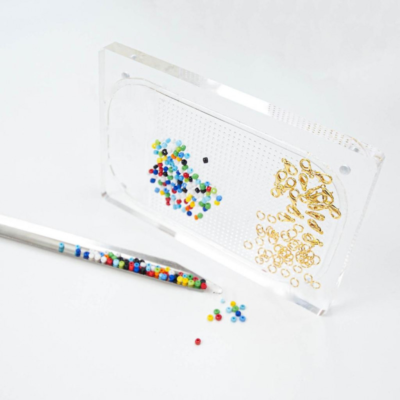 2 Piece Set Beading Tool And Non-slip Pad For Diy Jewelry Making Scoops Beads