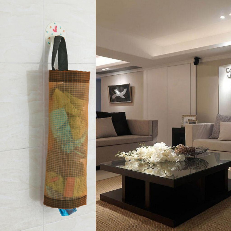 Plastic Bag Holder Mesh Waste Bag Storage Pouch Kitchen Decoration Accessories