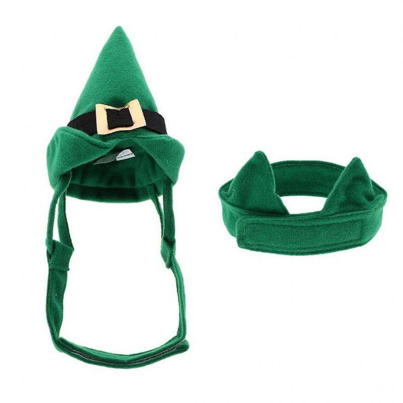 Cute Pet Cat Dog Christmas Caps Party Costume Hat Costume Headwear Green