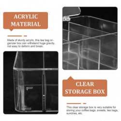 Desktop Coffee Bag Holder Transparent Multi-grid Candy Bag Box Plastic Tea Bag Organizer