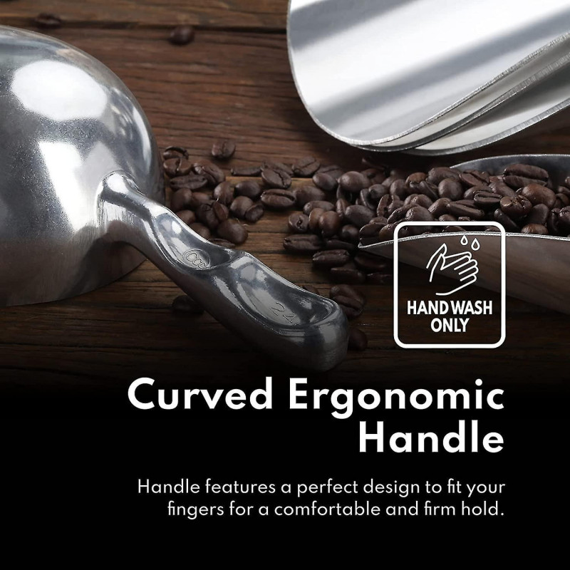 One-piece Cast Aluminum Round Bottom Bar Ice Flour Utility Scoop, 38-ounce, Silver (hand Wash Only)