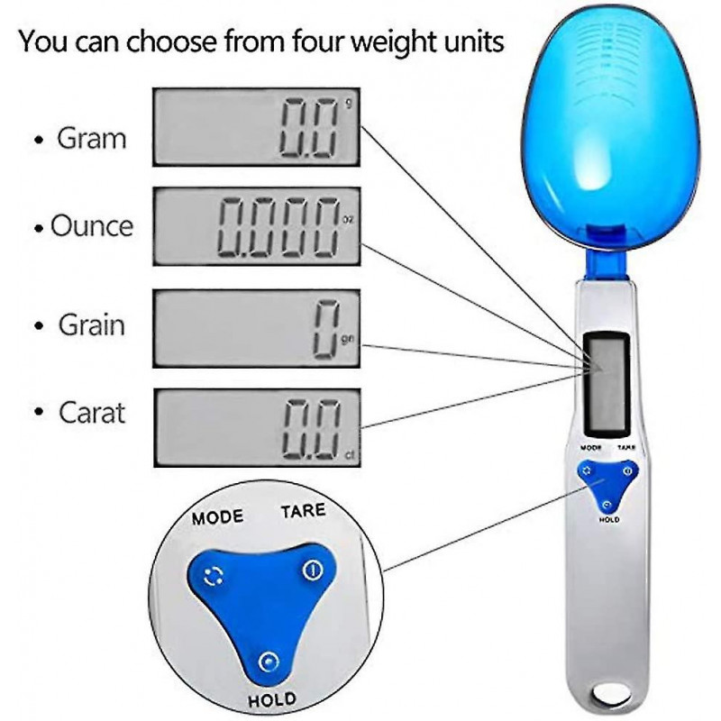 Digital Scoop Scale 500g/0.1g - Stainless Steel Food Measuring Scale, Small Baking Scale With Lcd Display