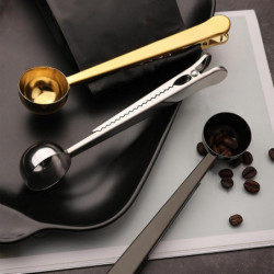 Stainless Steel Coffee Spoon Measuring Spoon With Clip Multifunctional Food Sealing Clip Milk Powder Spoon Food [...]