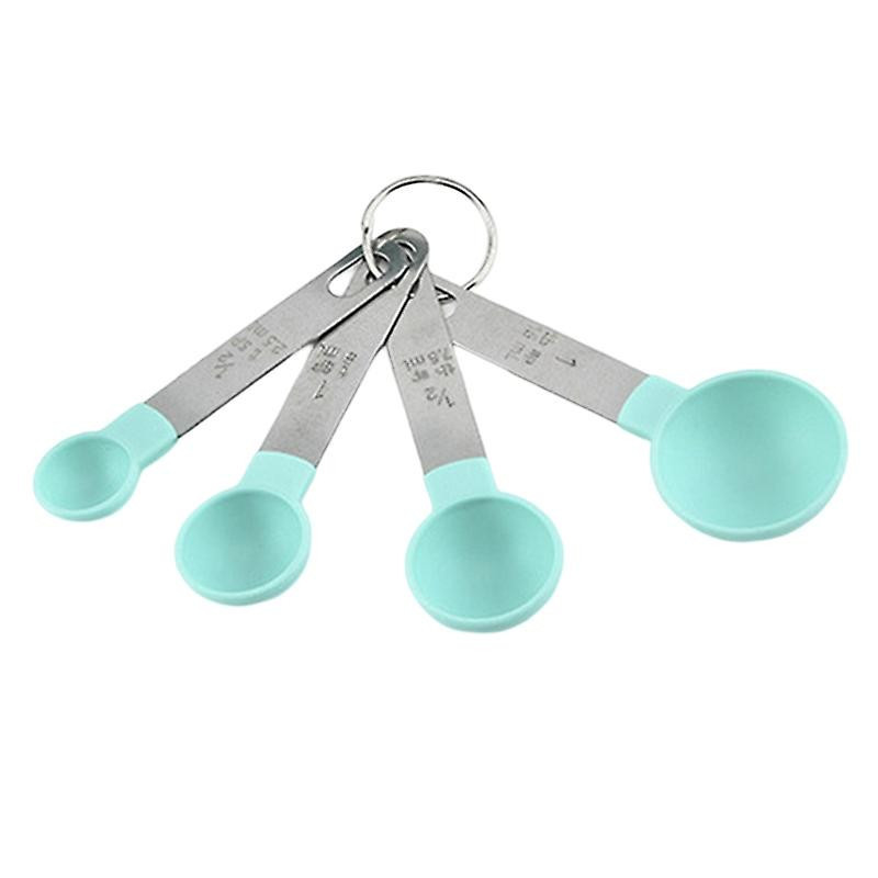 4Pcs/Set Measuring Spoon Steel Ring Storage Clear Scale Precise Measurement Stackable Non-slip Handl