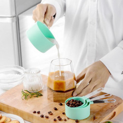 4Pcs/Set Measuring Spoon Steel Ring Storage Clear Scale Precise Measurement Stackable Non-slip Handl 4Pcs/Set Measuring Spoon Steel Ring Storage Clear Scale Precise Measurement Stackable Non-slip Handl