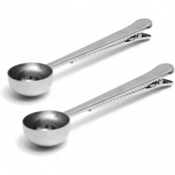 2-in-1 Coffee Measuring Scoop Long Handle Tea Spoon With Sealing Bag Clip Stainless Steel Pack Of 2 2-in-1 Coffee Measuring Scoop Long Handle Tea Spoon With Sealing Bag Clip Stainless Steel Pack Of 2