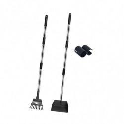 Dog Poo Scooper Tray and Rake Set, Poo Scooper, Heavy Duty Long Handle Dog Poo Scooper for Pet Waste Removal