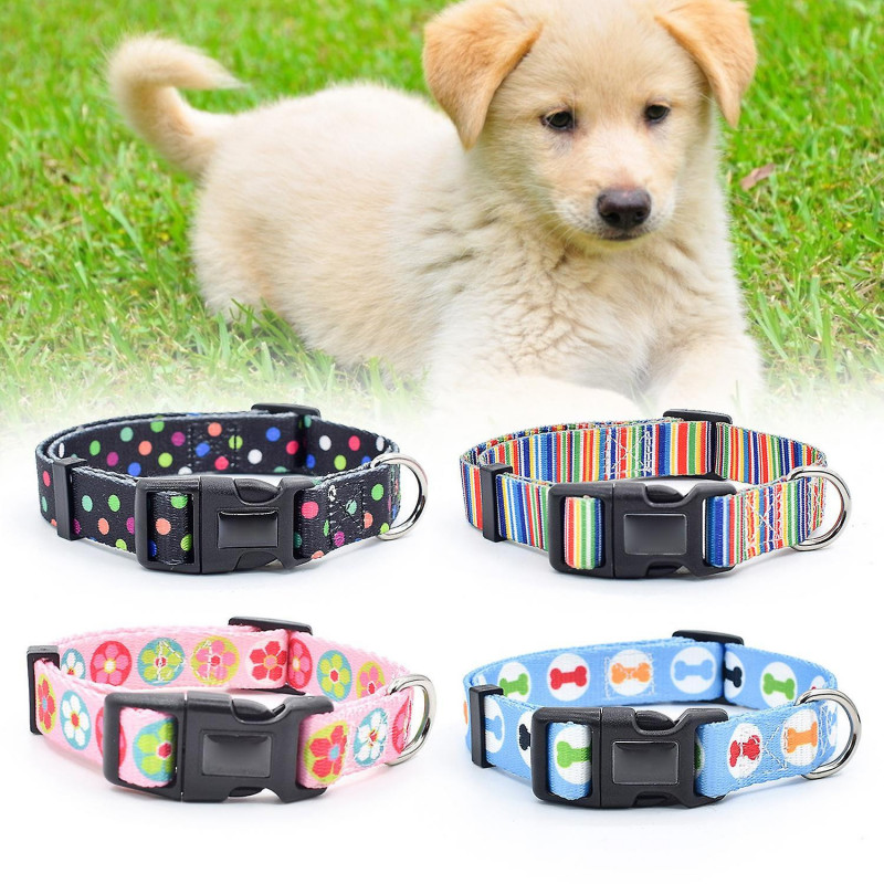 ZHOUBA Cat Dog Printed Collar Adjustable Anti-hanging Traction Tool Durable Pet Supplies for Outdoor