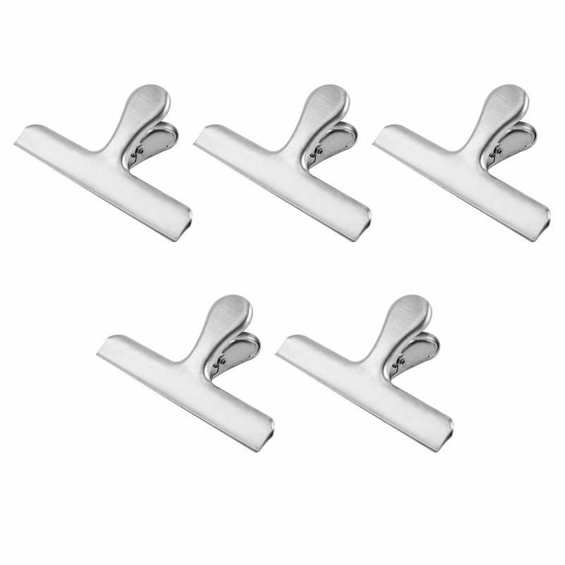 5pcs Bag Clip Office Travel Food Storage Bread For Chip Paper Stainless Steel